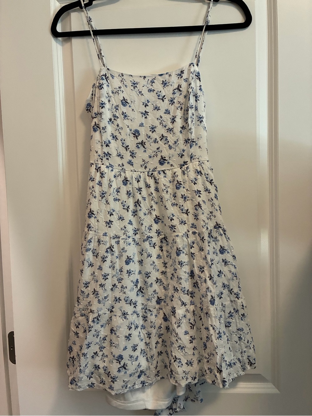 Lulu's White Mini Dress with Blue Floral Print